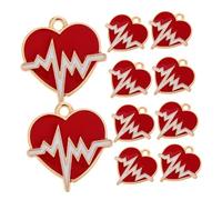 BESPORTBLE 10 Piezas Colgante De Encantos De Cadena De Seguridad Encanto De La Joyería De Bricolaje Encanto Medico Colgantes De Amuletos De Latidos Del Corazón Hacer Rojo Aleación De Zinc