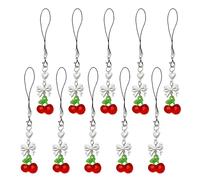 BESPORTBLE 10 Piezas de Cadena para Teléfono Móvil con Charm de Lazo y Colgante de Cereza Correa Decorativa Ligera con Cuentas Ensartadas a Mano Accesorio para Mujer y Niña Adecuado para