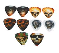 BESPORTBLE 10 Púas de Guitarra Portátiles Diseño de Calavera, Hechas de Celuloide Resistente para Guitarra Acústica y Ukelele, Ideales para Amigos que Aprenden a Tocar