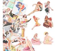 BESPORTBLE 100 Piezas Pegatinas Vintage Autoadhesivas de Chica Retro Impermeables PVC Calcomanías Decorativas Extraíbles para Pared Equipaje Notebook y Skateboard