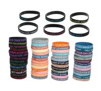 BESPORTBLE 100piezas Pulseras Flexibles De Silicona Motivacionales Unisex Bandas Elásticas Coloridas con Mensajes Inspiradores Cómodo para Muñecas para Eventos y Uso Diario