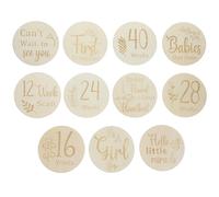 BESPORTBLE 11 piezas Letreros de Madera para Embarazo Doble Cara con Marcadores Semanales para Anuncios y Decoración de Fiestas