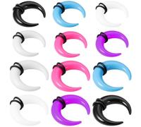 BESPORTBLE 12 Piezas Anillos Nariz en U Acrílicos, Dilatadores de Tabique 2mm y 3mm, Colores Transparente Morado, Kit para Piercings en Tabique Auricular y Nasal