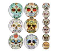 BESPORTBLE 12 Piezas Calcomanías Refrigerador Diseño de Calavera, Imán Magnético de Vidrio de 25mm para Sujetar Notas y Hojas en Lockers y Otras Superficies Varios Estilos