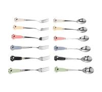 BESPORTBLE 12 Piezas Kit de Utensilios para Alimentación de Mascotas con Mango Cucharas y Tenedores de Acero Inoxidable para Mezclar y Servir Comida Húmeda y Seca Diseño Ergonómico