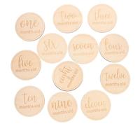 BESPORTBLE 12 Piezas Tarjetas De Logros Mensuales Para Marcadores De Madera Redondos Discos De Señal De Avances Mensuales Obsequio De Neonato Para Registrar El Desarrollo