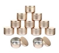 BESPORTBLE 12 Tarros Metálicos Redondos para Hacer Velas de 50 Ml Latas Tapa Sellada Color Dorado Mate Contenedores Compactos para Aromaterapia y Manualidades Ideales para Viajes y