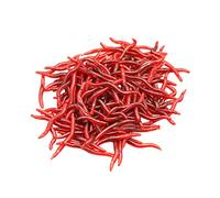 BESPORTBLE 150 Piezas Señuelos de Pesca Realistas de Lombrices Rojas de Vinilo Blandos Artificial Simulado para Agua Dulce y Salada sin Olor Desagradable Paquete