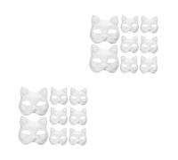 BESPORTBLE 16 Piezas Máscaras Blancas de Gato para Pintar DIY Máscaras Ecológico para Cosplay Fiestas Manualidades y Disfraces Suministros para Decoración y Entretenimiento
