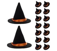 BESPORTBLE 16 piezas Mini Sombreros de Bruja Negros para Botellas de Vino Decoración DIY para Halloween Sombreros Miniatura de Fieltro para Muñecas y Fiestas