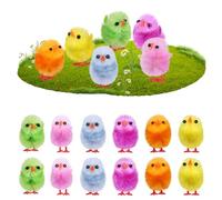 BESPORTBLE 18 Mini Pollitos de Pascua Esponjosos de 3 Cm, Juguetes de Pollito con Pompones de Colores Variados, Lindas Decoraciones para Fiestas de Pascua, Gorros para Manualidades Y Centros de Mesa.