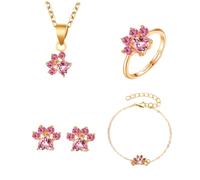BESPORTBLE 1Juego Cat Paw Jewelry For Women Adjustable Zircon Bracelet Rings And Necklace Stylish Alloy Accessories For And Ladies