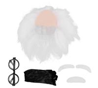 BESPORTBLE 1Juego Peluca de Científico Blanca con Facial y Gafas Disfraz para Halloween y Cosplay de Accesorio para Temáticas