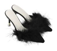 BESPORTBLE 1Par Transparent High Heels Slip Sandals For Women Elegant Fuzzy Design Non Slip High Heel Slippers Summer Footwear