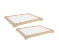 BESPORTBLE 2 Bandejas Apilables de Malla para Secar Hierbas Medicinales y Plantas Estante de Secado Rectangular de Madera Natural Rejilla Ventilada para Té Frutas y Verduras Tamaño