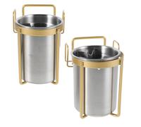 BESPORTBLE 2 Ceniceros de Acero Inoxidable para Pared sin Perforación Diseño Antiviento Ranuras para Cigarrillos 2 Piezas para Baño y Oficina Accesorio Práctico y Fácil de Instalar