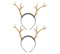 BESPORTBLE 2 diademas de astas de ciervo: diadema de astas de reno, tocado festivo brillante y novedoso, accesorio para fotos y cabello para eventos navideños.