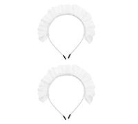 BESPORTBLE 2 diademas de cosplay de anime de mucama: tocado de fiesta de té Lolita - Diadema de encaje con volantes - Accesorios elegantes para el cabello de mucama para mujer para maquillaje