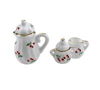 BESPORTBLE 2 Juegos Miniaturas de Kettle Cerámica de Cereza para Decoración de Casa de Muñecas y de Hadas Accesorios y Prácticos Decoración y Elegante