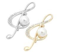 BESPORTBLE 2 piezas Broche Musical Femenino Pin Elegante con Perlas para Ropa y Accesorios Moda Mujer Plata