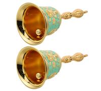 BESPORTBLE 2 Piezas Campana de Mano Retro Clásica de Metal Dorado Ligera con Estructura Mecánica para Fiestas y Restaurantes, Adecuado para Llamadas y Servicio