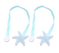 BESPORTBLE 2 Piezas de Abrazaderas Magnéticas para Cortinas Hebilla de Estrella de Mar en Azul, Cierre Magnético y Fácil Almacenamiento para Sala y Baño