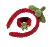 BESPORTBLE 2 Piezas Diademas Deportivas Su Banda De Cabello Acolchado Pulseras Para El Cuidado De La Piel Yoga Fiesta Diademas De Facial De Fresa Anudado Vellón De Coral Rojo