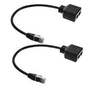 BESPORTBLE 2 Piezas Divisor de Ethernet Dual Conector Rj45 Macho a 2 Puertos Hembra, Cable de Cobre Estañado y Plástico, Señal Fiable Plug And Play para Oficina y Hotel
