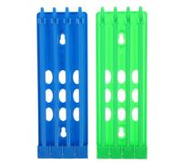 BESPORTBLE 2 Piezas Estante de Anillos para Aves de Corral Diseño Colgante | Plástico Azul y Verde, Estructura Estable de Cuatro Postes, de Carreras y Aviarios