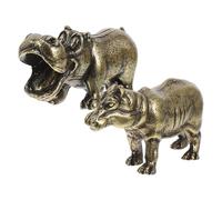 BESPORTBLE 2 Piezas Figuras de Hipopótamo Mini de Aleación de Zinc Estatuas Compactas para Decoración de Escritorio y Jardín Ornamentos Artísticos Resistentes para Mini Paisajes Interiores