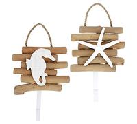 BESPORTBLE 2 Piezas Ganchos de Pared Náuticos de Madera Estilo Mediterráneo Teclas de Mar Abrigo Delantal Colgador de Pared de Playa Vintage Estante de Pared para La Decoración del