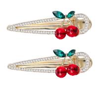 BESPORTBLE 2 Piezas Horquillas De Pelo De Cereza - Clips De De Pato Con Diseño De Frutas - Accesorios Para El Cabello Con Detalles En Cristal y Acabado Brillante Ideal Para Peinados