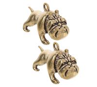 BESPORTBLE 2 Piezas llavero bulldog Colgante de bulldog encanto de bulldog Pulsera de bulldog Encanto de perro bulldog original de bulldog encantos de latón colgante de cachorro Brown
