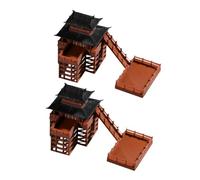 BESPORTBLE 2 Piezas Miniature Japanese Stilt House Resin Model Dual Layer Traditional Pavilion For Fairy Garden Terrarium Ornament Desk Zen Meditation Decor