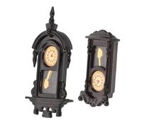 BESPORTBLE 2 Piezas Miniature Vintage Wall Clock with Pendulum Retro Decorative Dollhouse Furniture For Living Bedroom Kitchen