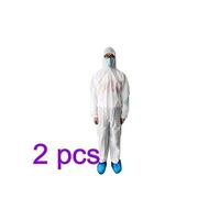 BESPORTBLE 2 Piezas Overoles con Capucha Desechables Batas de Aislamiento Overoles No Tejidos Overoles de Protección de Seguridad Trajes de Protección Química Ropa Protectora para Uso de Primeros Auxilios