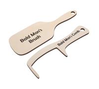 BESPORTBLE 2 Piezas Peine Divertido para Hombres Calvos Peine y Cepillo de Madera Creativa para de San Valentín Herramienta para Cuidado del Cabelludo para Fiestas y Celebraciones