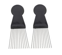 BESPORTBLE 2 Piezas Peines De Aguja De Acero Negro Peine De Púa Para Hombres Para Afro Para Estilizar El Cabello Casa o Salón
