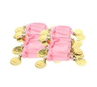 BESPORTBLE 2 Piezas Pulsera De Baile Joyería De Disfraces De Halloween Brazaletes De Brazaletes Puños De Tobillo Joyas De Danza India Joyería De Cadena De Cabeza Pulsera Del Vientre Rosa Gasa