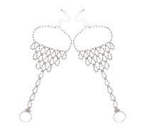 BESPORTBLE 2 piezas Pulsera de Mano con Cadena y Anillo de Plata con Brillantes de Imitación para Bodas Conjunto de Accesorio Elegante para Mujer y Novia