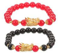 BESPORTBLE 2 Piezas Pulseras Ajustables Dragón Vintage Bead Pulseras para Niñas y Mujeres Suerte Estilo Chino Elegante