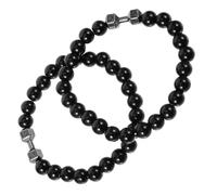 BESPORTBLE 2 piezas Pulseras de Cuentas Negras con Mancuerna de Pulsera de Peso para Hombre Diseño Elástico de Moda para Entrenar y Actividad Fitness