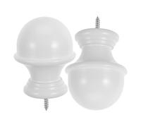 BESPORTBLE 2 Piezas Remates Decorativos y Soporte para Cortinas Pesadas en Color Blanco de Madera Cabezales Elegantes Toque Refinado para Barra Cortina de 29mm