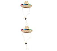 BESPORTBLE 2 Piezas Sombrero Sombrero Gorra De Perro Sombrero De Bebe Sombrero para Perro Sombrero Mexicano Minisombrero Sombrero De Cumpleaños Chihuahua Sombrero De Tejido para Mascotas
