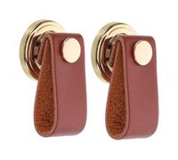 BESPORTBLE 2 Piezas Tiradores de Cajón de Cuero Vintage de Manijas de Gabinete con Diseño de Agujero Único Tiradores Decorativos Resistentes para Muebles de Zinc y Cuero Accesorios Elegantes