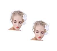 BESPORTBLE 2 Piezas Velo De La Flor Accesorios Blanco Accesorios Para El Cabello De Boda Velos Con Flor Velo Corto Gasa De Malla De Boda Tocados Nupciales Fiesta Nupcial Novia Blanca Blanco
