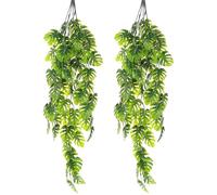 BESPORTBLE 2 Plantas Colgantes Artificiales de Monstera de Plástico Verde Decoración de Pared Hojas de Monstera Accesorio para Hogar Balcón y Oficina Enredadera Colgante Falsa Realista