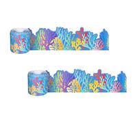 BESPORTBLE 2 Rollos Rollos de Borde Autoadhesivo Diseño de Arrecife Coral para Tablón de Anuncios, Papel Resistente al Agua y Aceite, Adecuado para Decoración de Aula Temática Marina