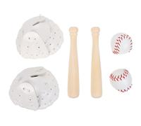 BESPORTBLE 2 Sets de miniaturas Deportivas para casa de muñecas: Bate, Guante y Pelota de béisbol. Ideales para proyectos de Manualidades de Micro paisajes y decoración Deportiva.