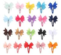 BESPORTBLE 20 Piezas Pinzas Pelo para Niñas Lazo Pelo de Poliéster E Hierro, Reutilizable y Firme, para Niñas y Adolescentes, Uso Diario y Actuaciones Color Aleatorio